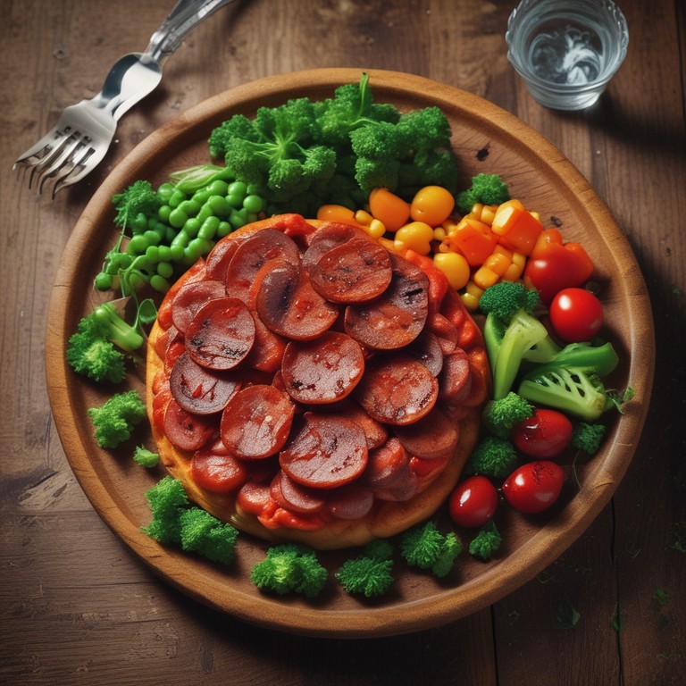 Chorizo a la Parrilla con Puré de Tomate y Verduras Salteadas