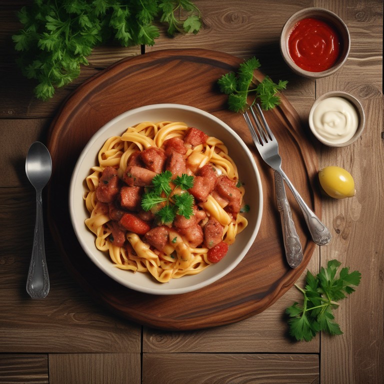 Macarrão à Calabresa com Maionese e Ketchup