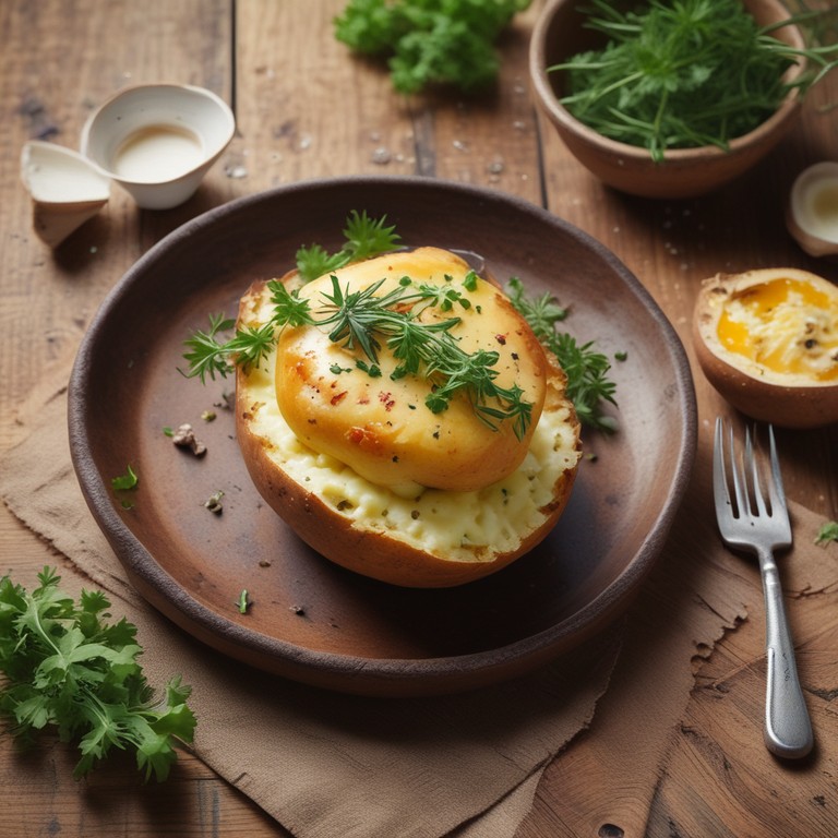 Batata Recheada com Farinha de Mandioca
