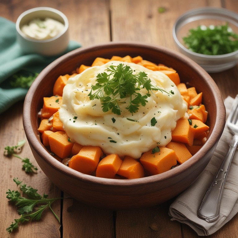 Puré de Papas y Batatas con Cebolla y Ajo