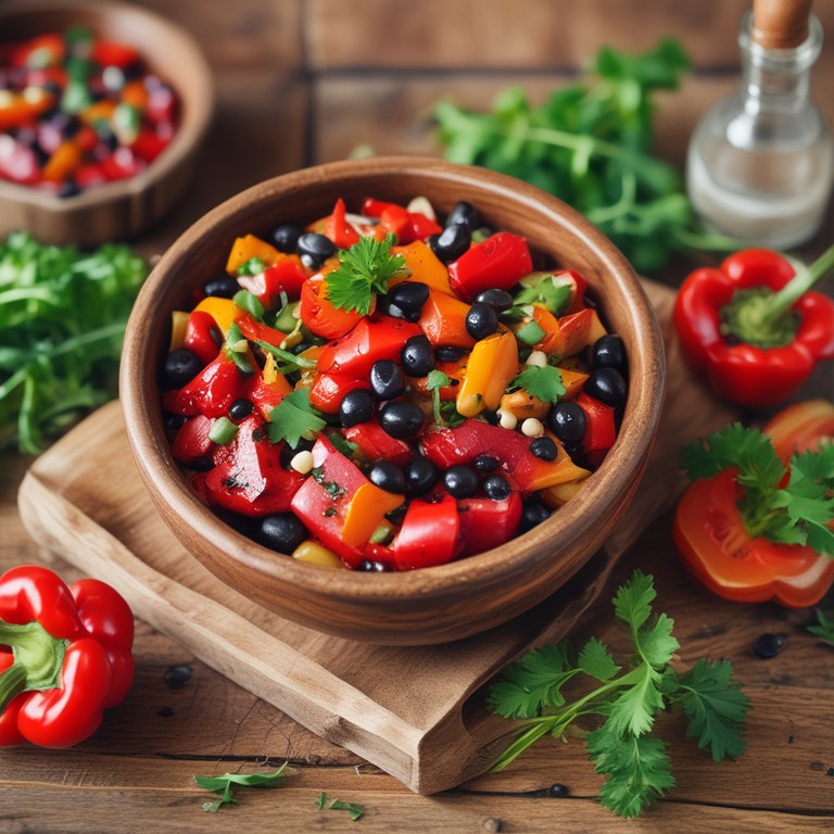Mediterranean Roasted Pepper and Black Bean Salad