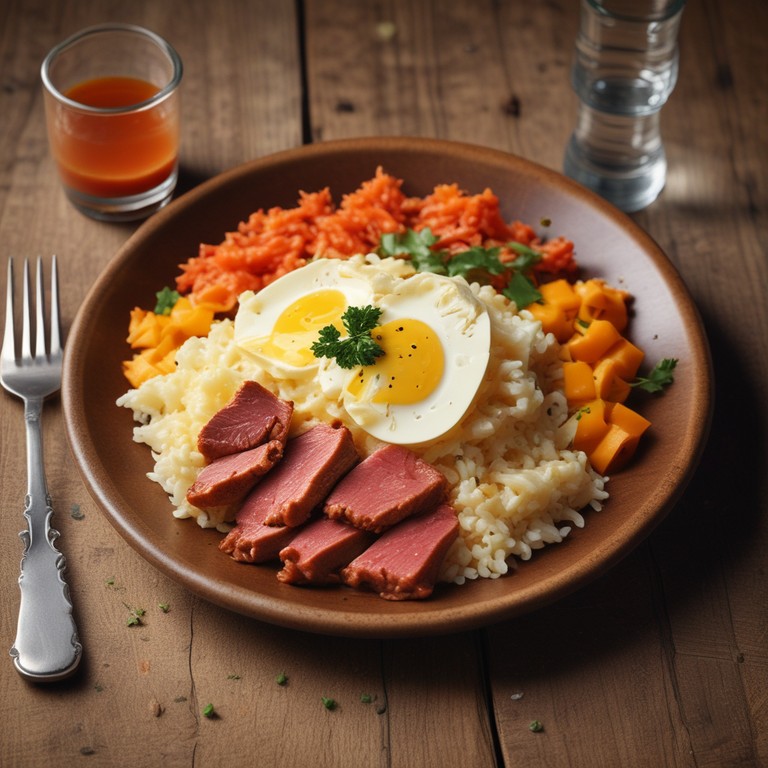 Prato Completo de Arroz com Bife e Molho Cremoso