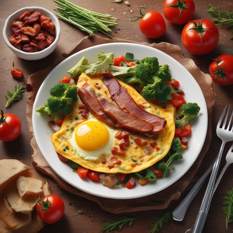 Omelete Recheada com Bacon, Calabresa e Verduras