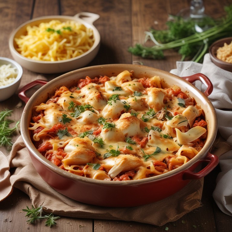 Spicy Chicken Pasta Bake with Cheesy Tomato Sauce