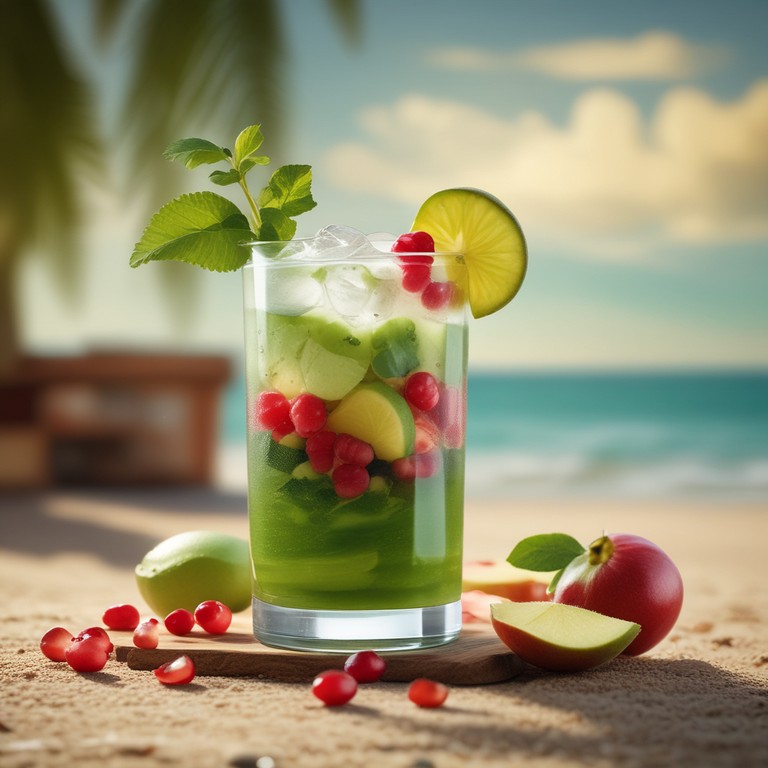 Tropical Mojito with Apple Pomegranate Passion Fruit Syrup