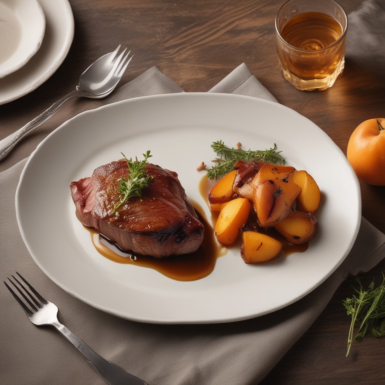 Golden Harmony: Honey Vanilla Lemon Ginger Mead with Golden Tea Ice Cream and Honey Glazed Duck Breasts