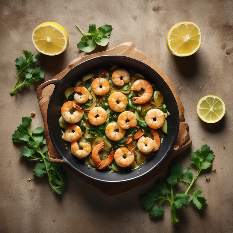 Crevettes Sautées aux Courgettes et Ail