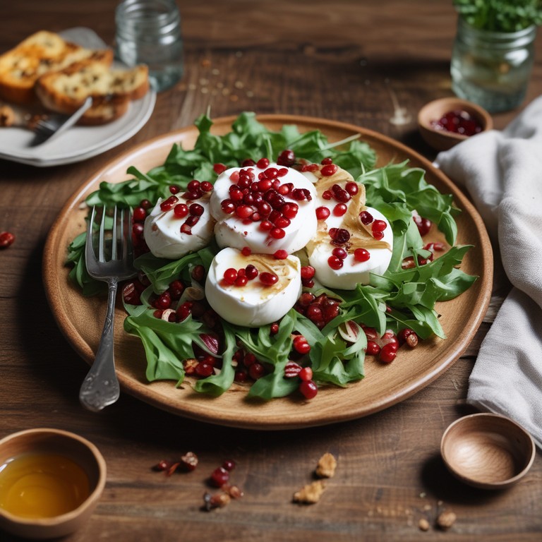 Burrata-Pflücksalat mit Granatapfel und Honig-Vinaigrette