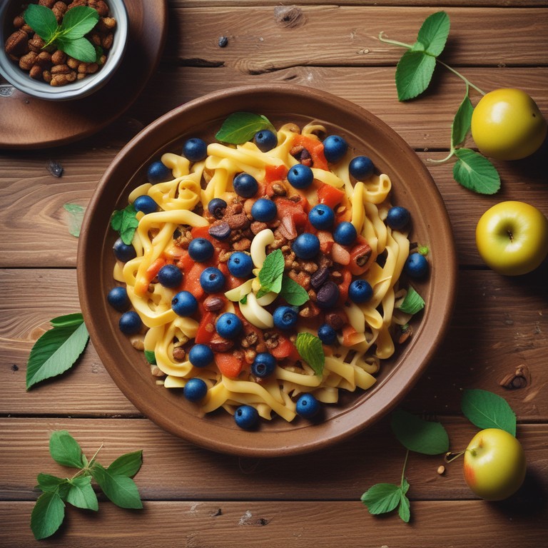 Pasta met Pistache, Cacao en Seizoensfruit