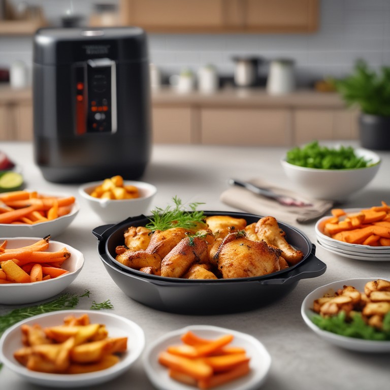 Frango Crocante com Batatas e Cenouras na Air Fryer