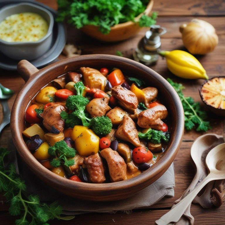 Hearty Chicken and Vegetable Stew with Acorn Squash