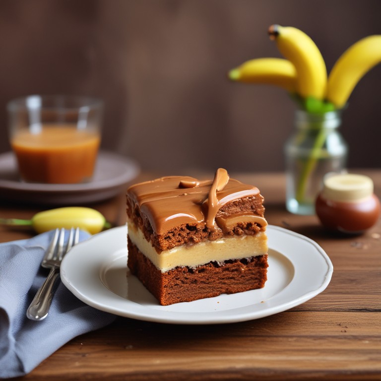 Bolo de Banana com Doce de Leite e Cacau