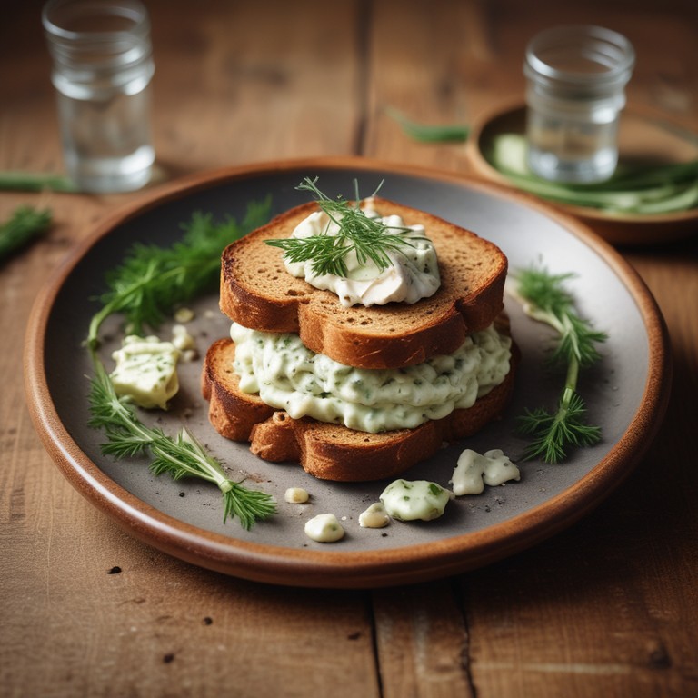 Kalles Kaviar mit Remouladensauce auf frischem Brot