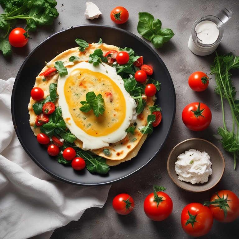 Open-Faced Herb Omelette with Fresh Vegetables
