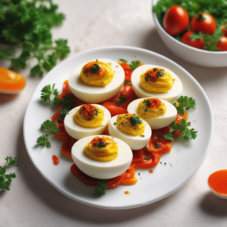 Gefüllte Eier mit Ajvar-Creme