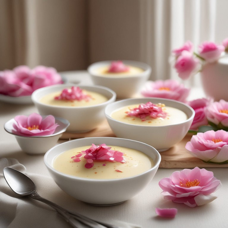 Cremiger Milchpudding mit Rosenwasser für Zwei