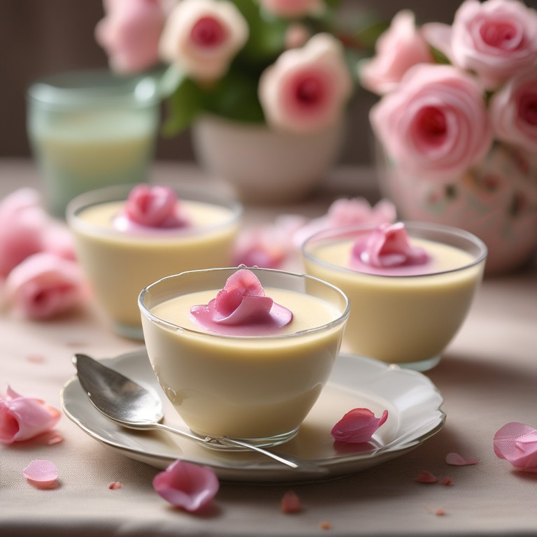 Cremiger Milchpudding mit Ei und Rosenwasser für Zwei