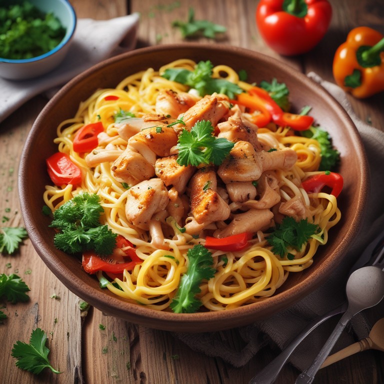 Tallarines con Pollo al Estilo Casero