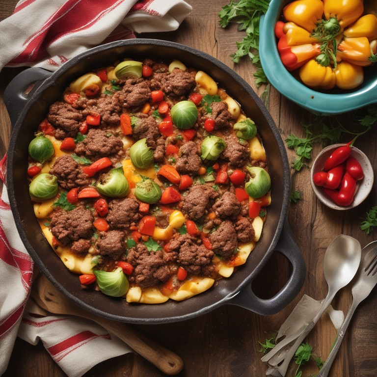 Boeuf Haché aux Poivrons et Choux de Bruxelles Gratinés