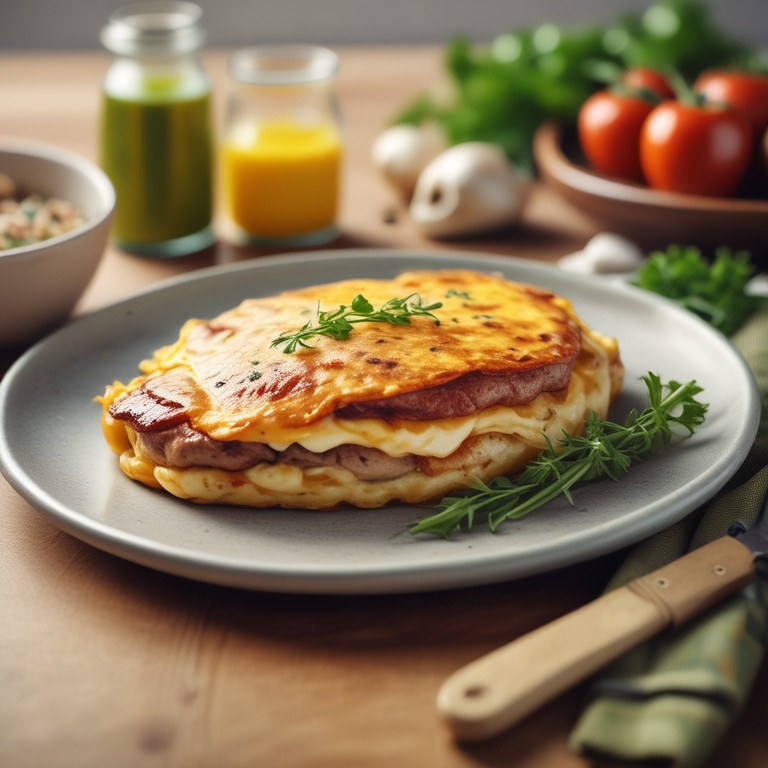 Omelete de Linguiça com Queijo e Cebola