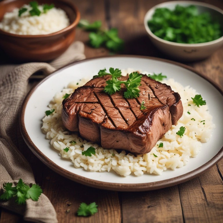 Contra Filé com Arroz à Brasileira