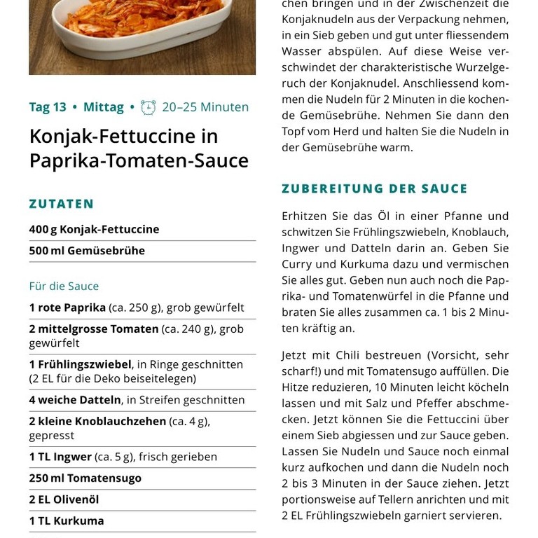 W2 T13.1 Konjak-Fettuccine in Paprika-Tomaten-Sauce