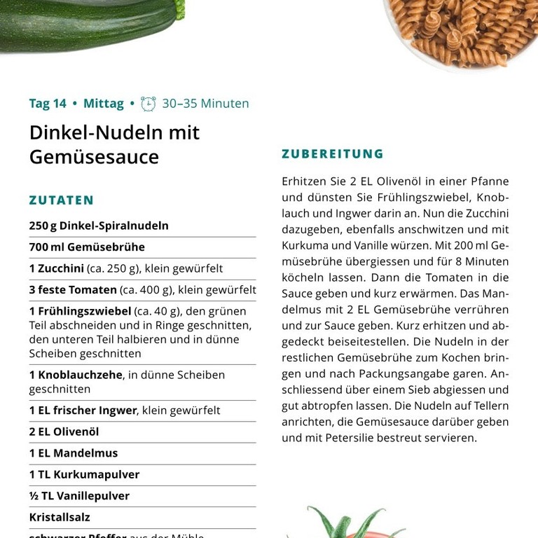 W2 T14.1 Dinkel-Nudeln mit Gemüsesauce