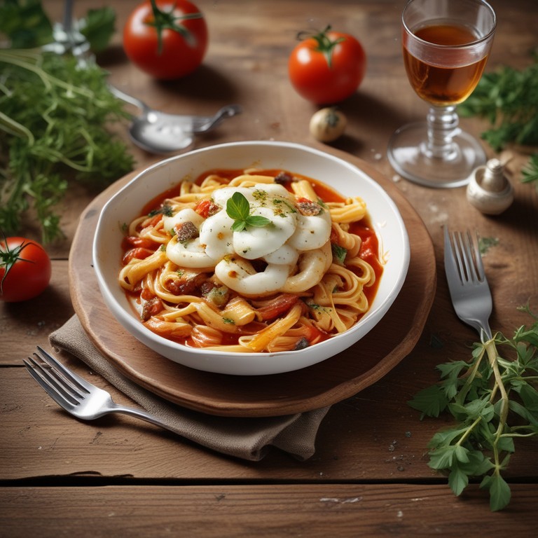 Nudeln mit Mozzarella und Tomatensoße