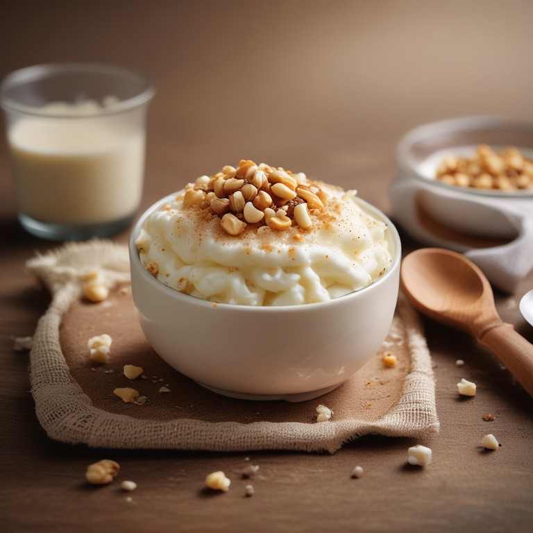 Arroz Doce com Amendoim e Maionese Cremosa
