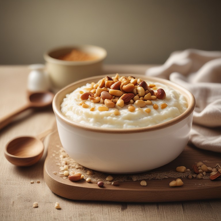 Arroz Doce com Amendoim e Maionese Cremosa