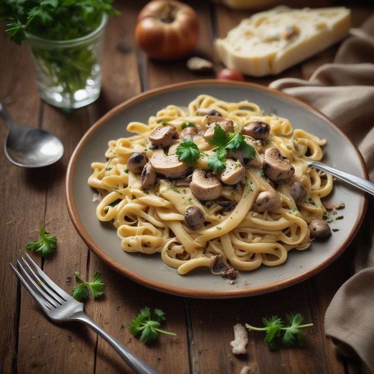 Cremige Champignon-Nudeln mit Käse