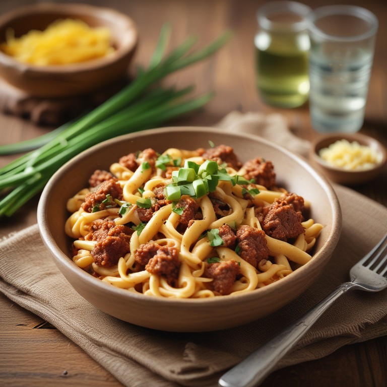 Macarrão com Carne e Molho de Amendoim