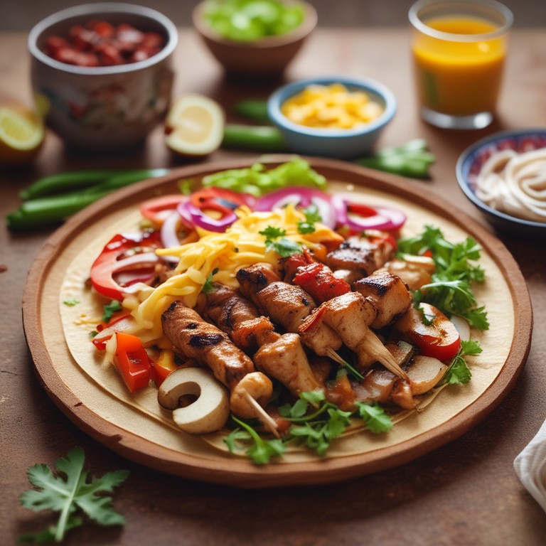 Kebab de Pollo Asado con Cebolla y Queso