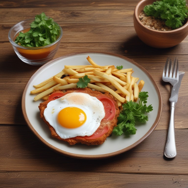 Milanesa Napolitana a Caballo con Papas Fritas