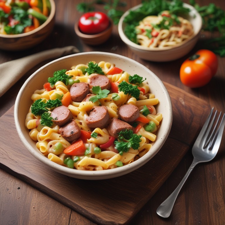 Macarrão Tropical com Linguiça e Molho Cremoso