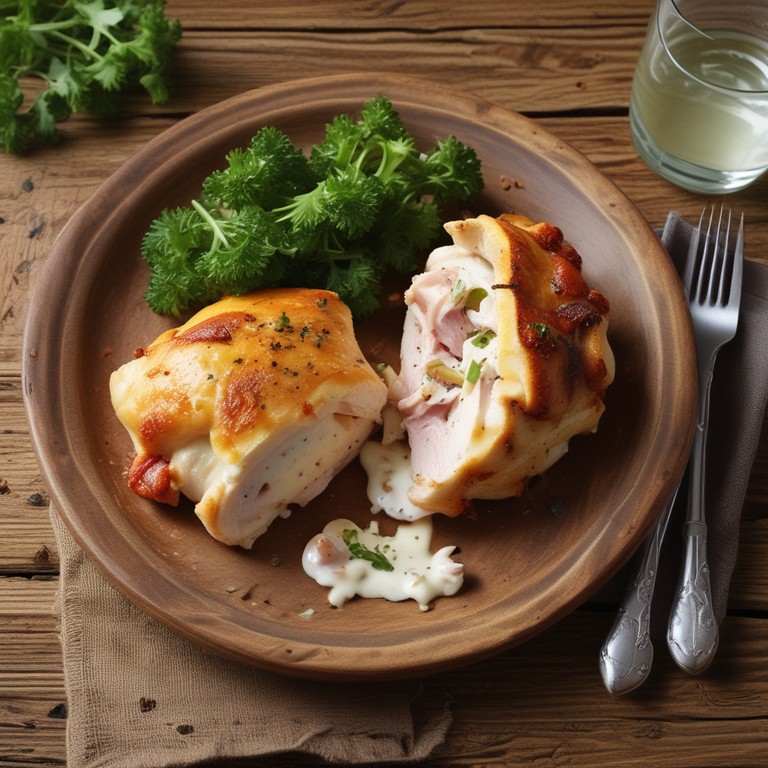 Frango Recheado com Cream Cheese, Queijo, Presunto e Bacon