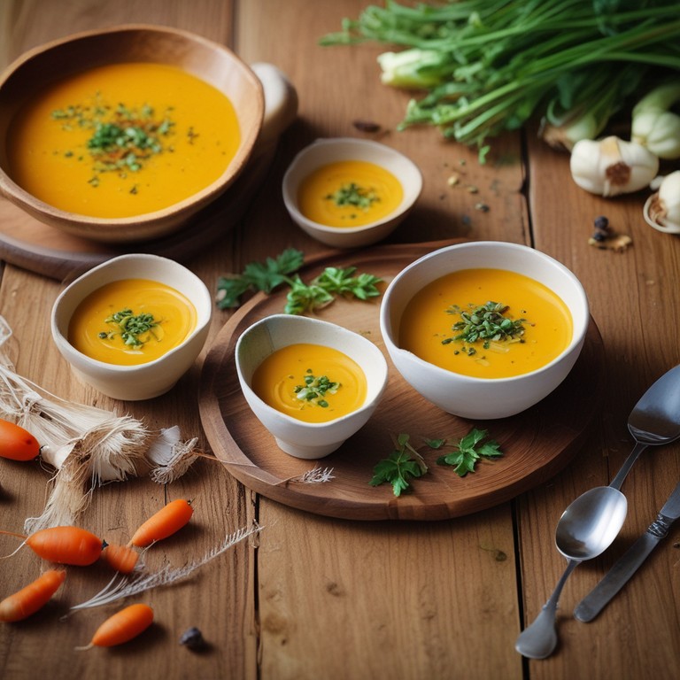 Velouté de Butternut, Poireaux et Potiron aux Carottes