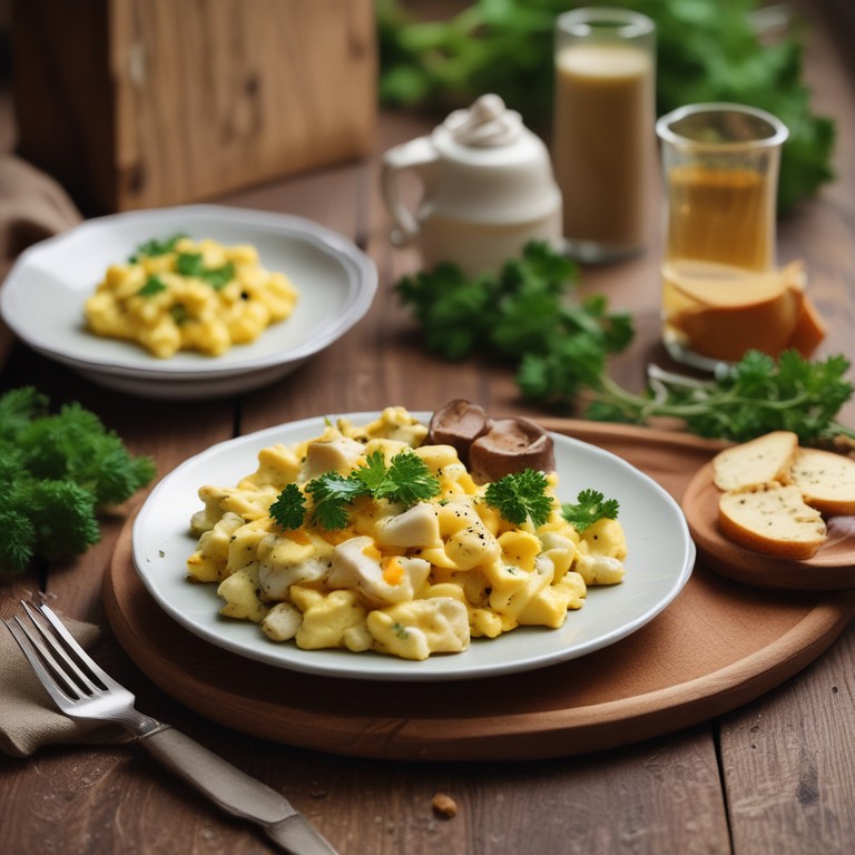 Oeufs Brouillés aux Champignons et Chou-Fleur à la Crème