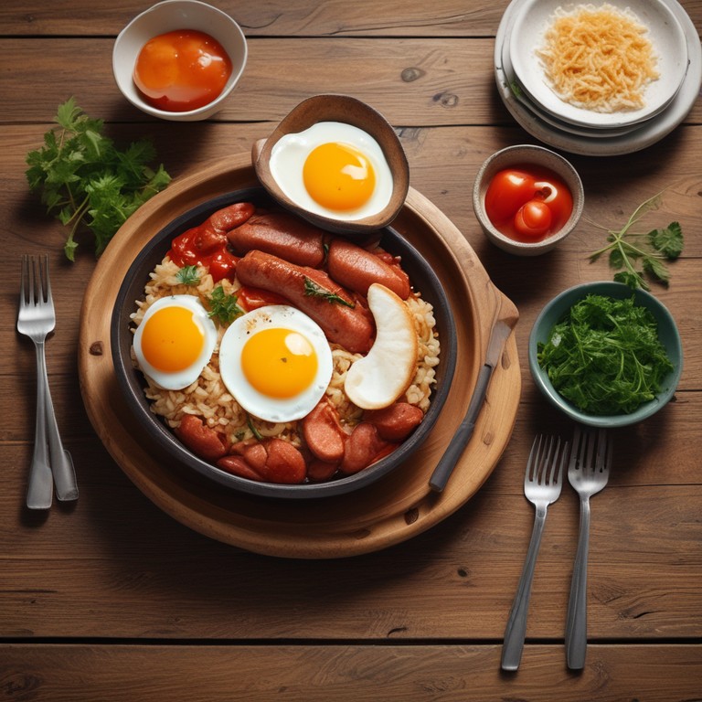 Arroz con Salchichas y Salsa de Tomate