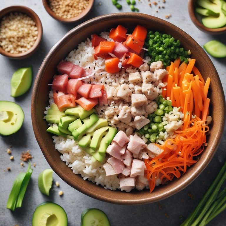 Poke Bowl de Atún con Arroz Integral y Verduras Frescas