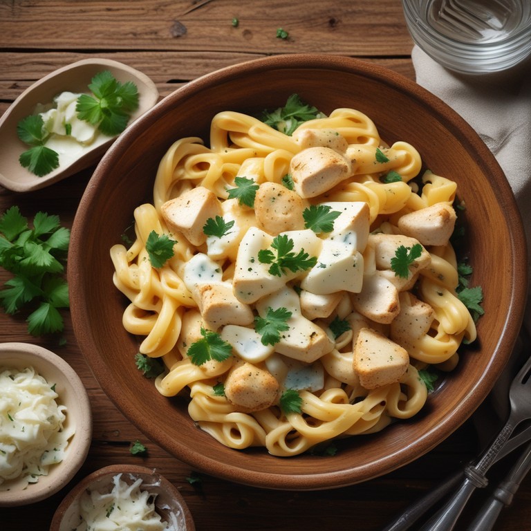 Macarrão Cremoso com Peito de Frango e Queijo