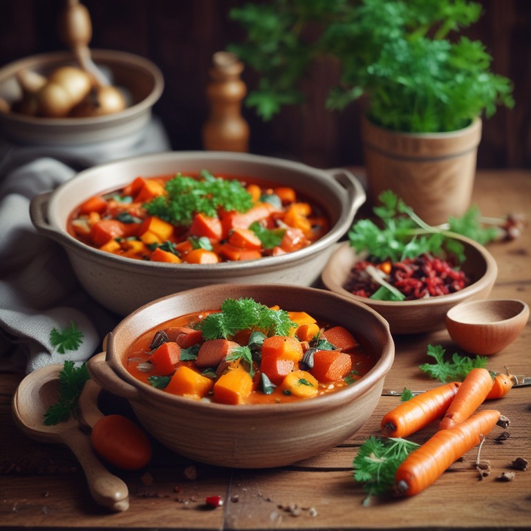 Herzhafter Paprika-Karotten-Kürbis-Eintopf