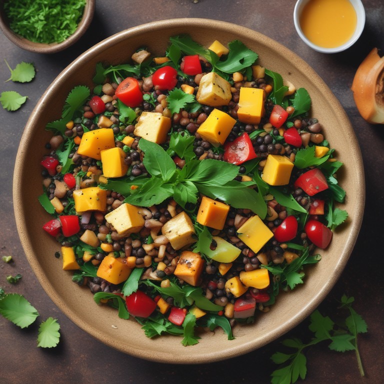 Mango Moringa Paneer Salad with Spiced Lentils