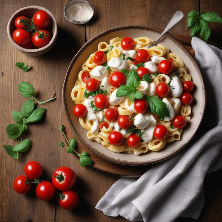 Tomato and Mozzarella Papillons with Creamy Crème Fraîche