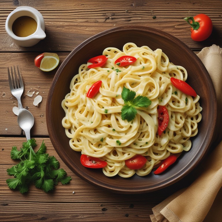 Creamy Lemon Garlic Pasta with Red Pepper