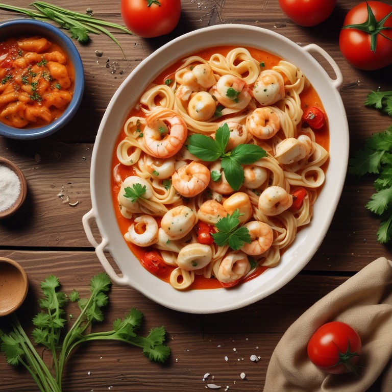 Macarrão com Camarão e Creme de Queijo