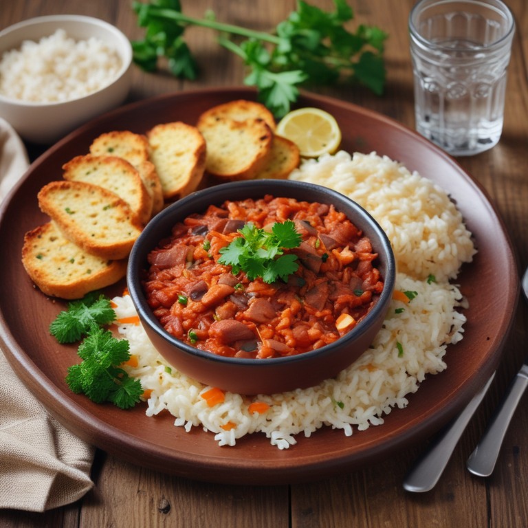 Arroz de Chouriço com Pão Crocante