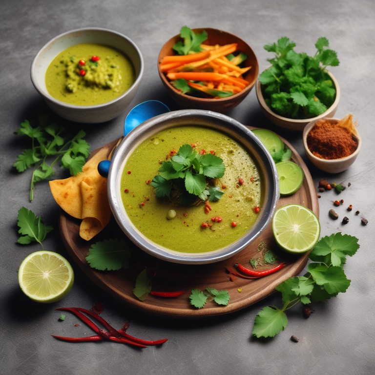 Spicy Coconut Chutney with Mint and Coriander