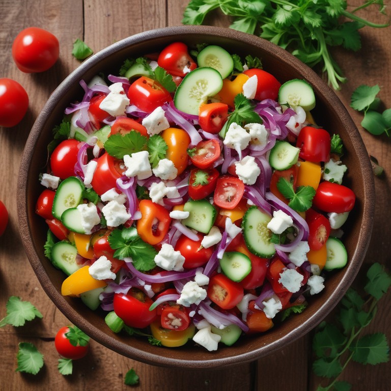 Vibrant Bell Pepper, Cucumber, and Tomato Salad