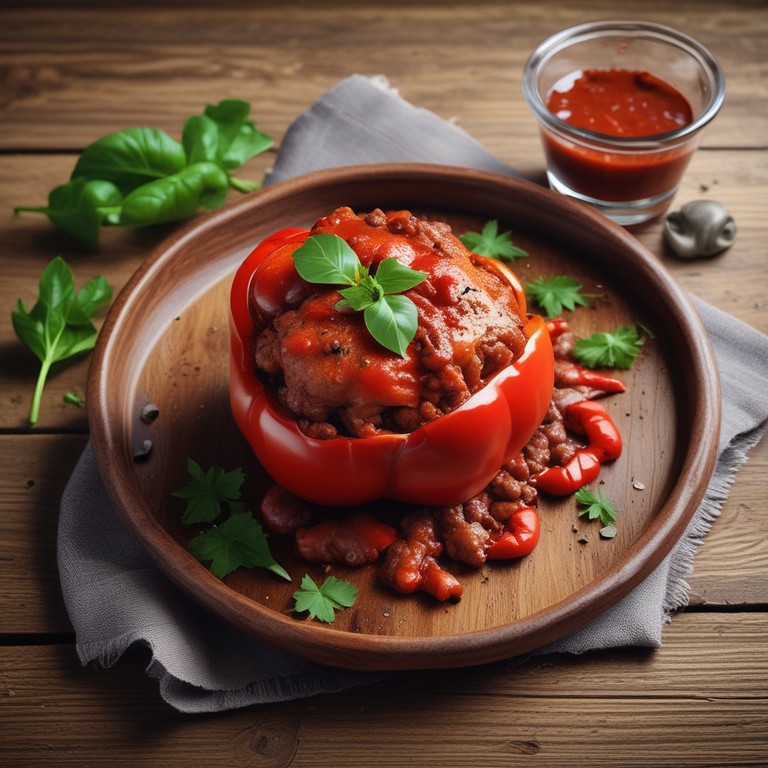 Pimientos Rellenos de Carne con Salsa de Tomate